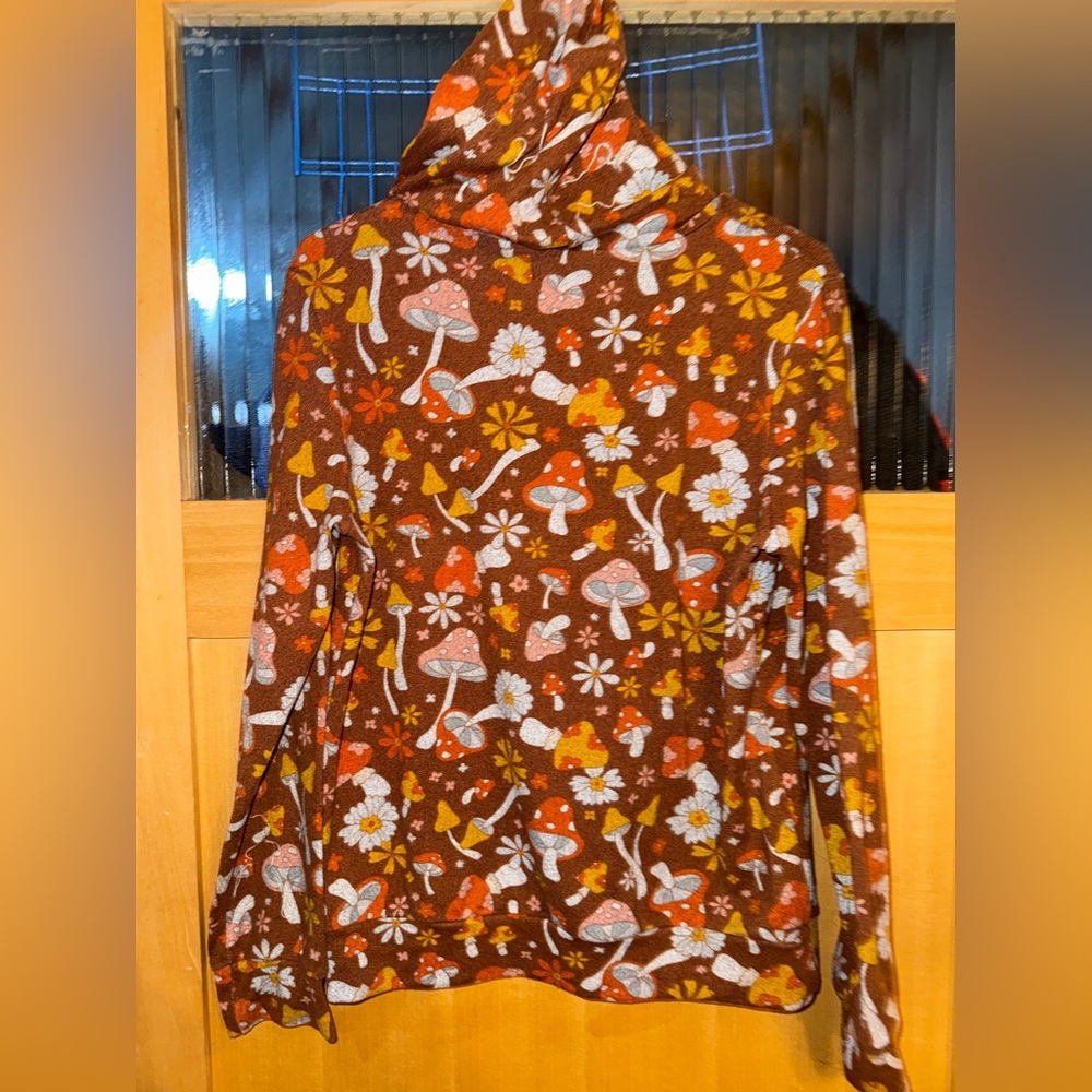 LA Soul RETRO MUSHROOM PRINT PULLOVER HOODIE Size Small Boho - Picture 3 of 3